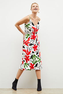 Front image of a woman wearing the lisey top in cutout print | Exclude | Grid Hover