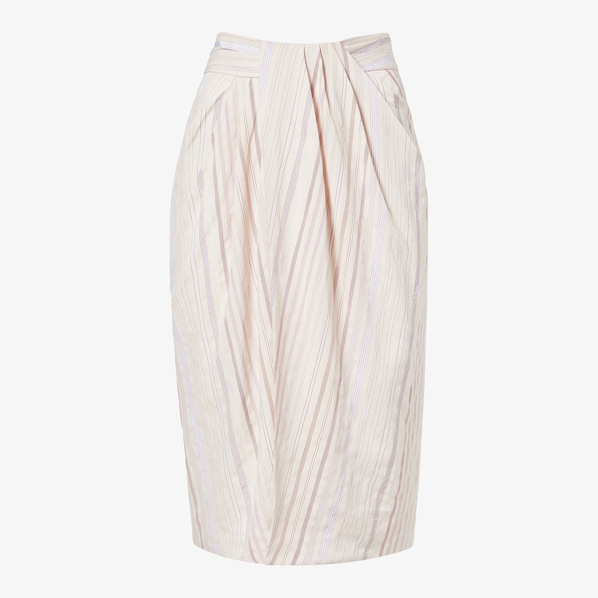 Packshot image of the lenox skirt in twill stripe in ivory / red